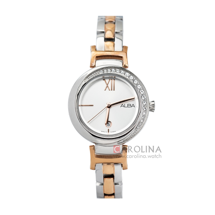 Jam Tangan ALBA Fashion AH7R77X1 Women Silver White Dial Dual Tone Stainless Steel