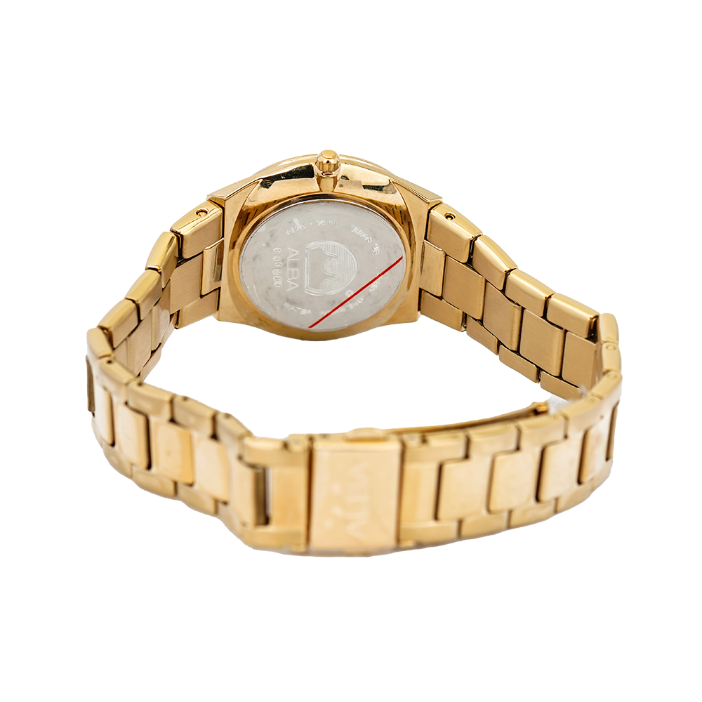 Jam Tangan ALBA Fashion AH7S22X1 Women Champagne Dial Gold Stainless Steel Strap