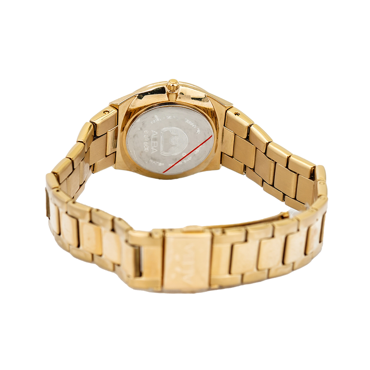 Jam Tangan ALBA Fashion AH7S22X1 Women Champagne Dial Gold Stainless Steel Strap