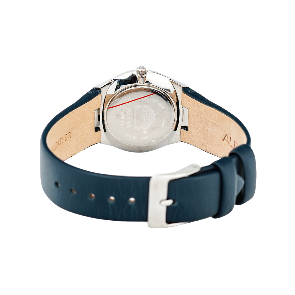 Jam Tangan ALBA Fashion AH7S31X1 Women White Dial Dark Blue Leather Strap