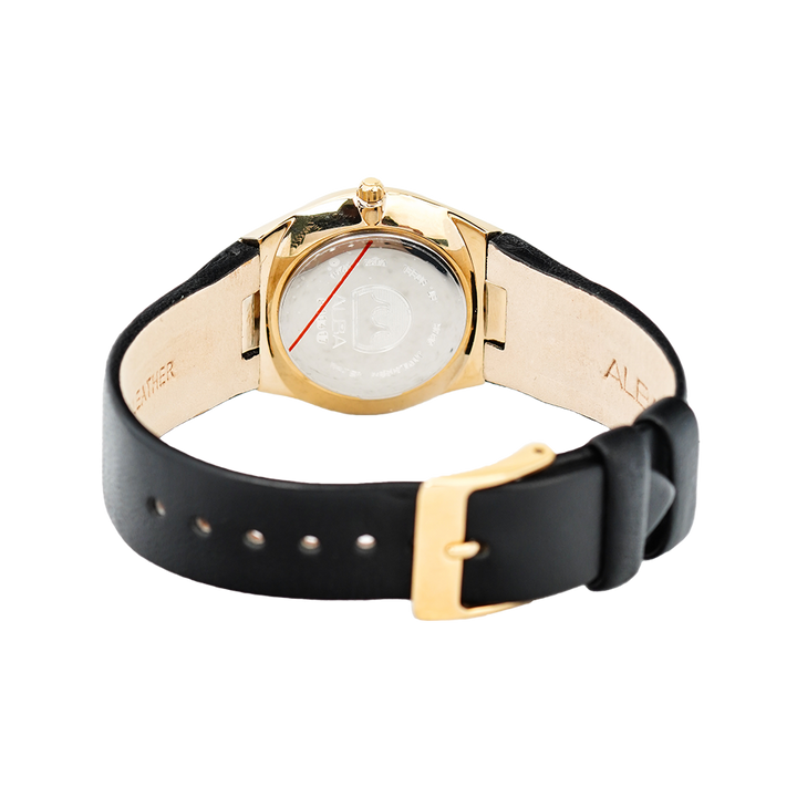 Jam Tangan ALBA Prestige AH7S34X1 Women Champagne Dial Black Leather Strap