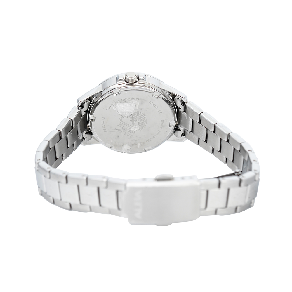 Jam Tangan ALBA AH7S47X1 Women Silver White Dial Stainless Steel Strap