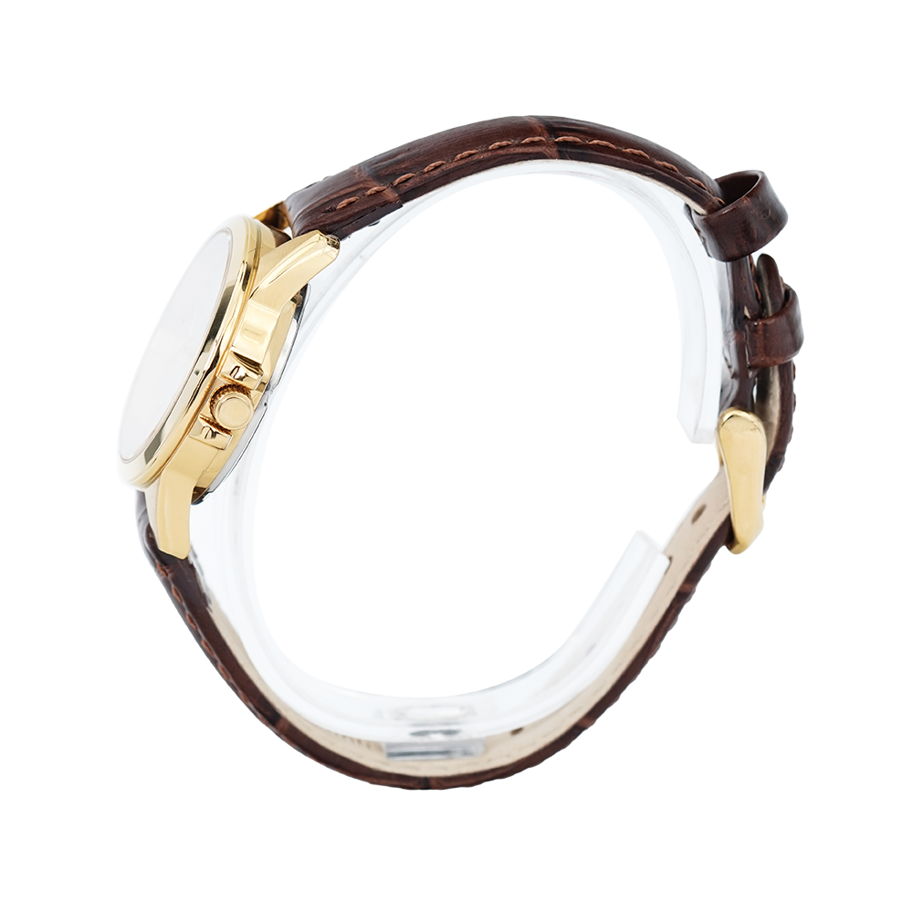 Jam Tangan ALBA Prestige AH7S50X1 Women Silver Dial Dark Brown Leather Strap