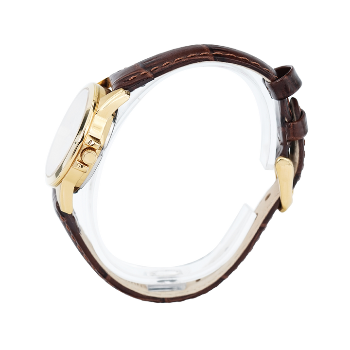 Jam Tangan ALBA Prestige AH7S50X1 Women Silver Dial Dark Brown Leather Strap