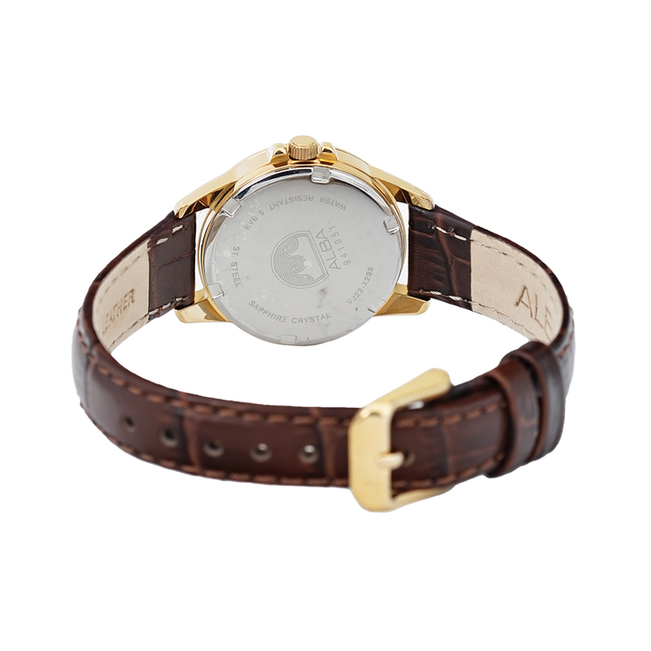 Jam Tangan ALBA Prestige AH7S50X1 Women Silver Dial Dark Brown Leather Strap