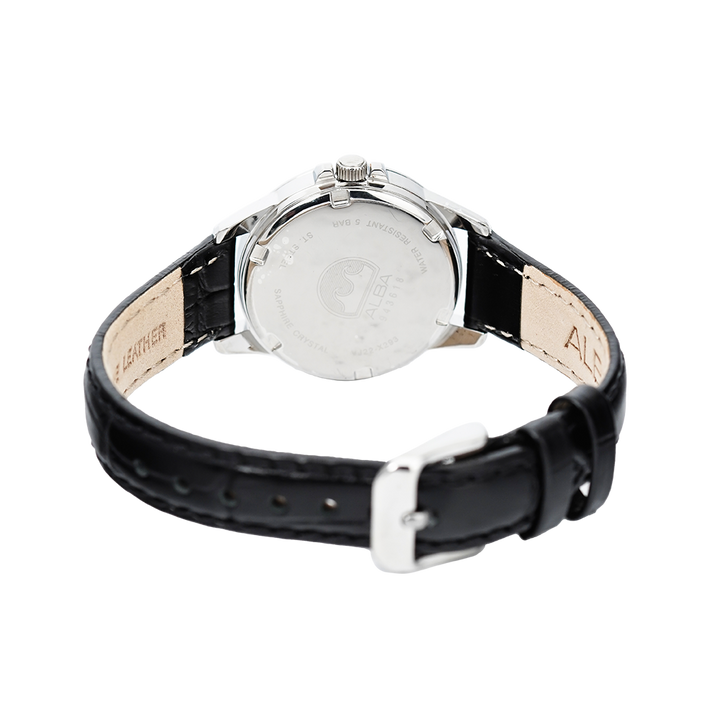 Jam Tangan ALBA Prestige AH7S53X1 Women White Dial Black Leather Strap