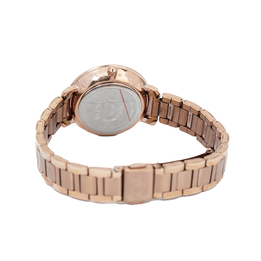 Jam Tangan ALBA Fashion AH7S90X1 Women Brown Dial Rose Gold Stainless Steel Strap