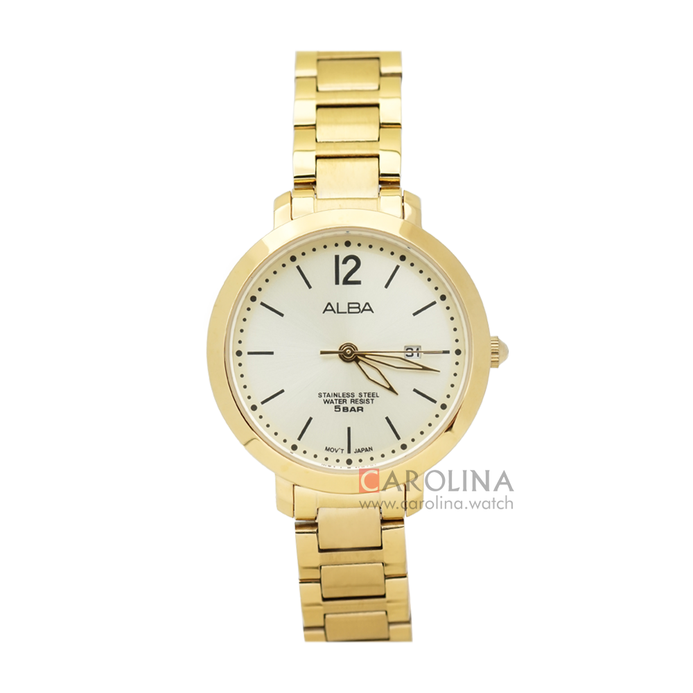 Jam Tangan ALBA Fashion AH7S92X1 Women Gold Dial Gold Stainless Steel Strap