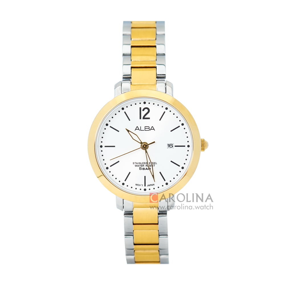 Jam Tangan ALBA Fashion AH7S94X1 Women Silver Dial Dual Tone Stainless Steel Strap
