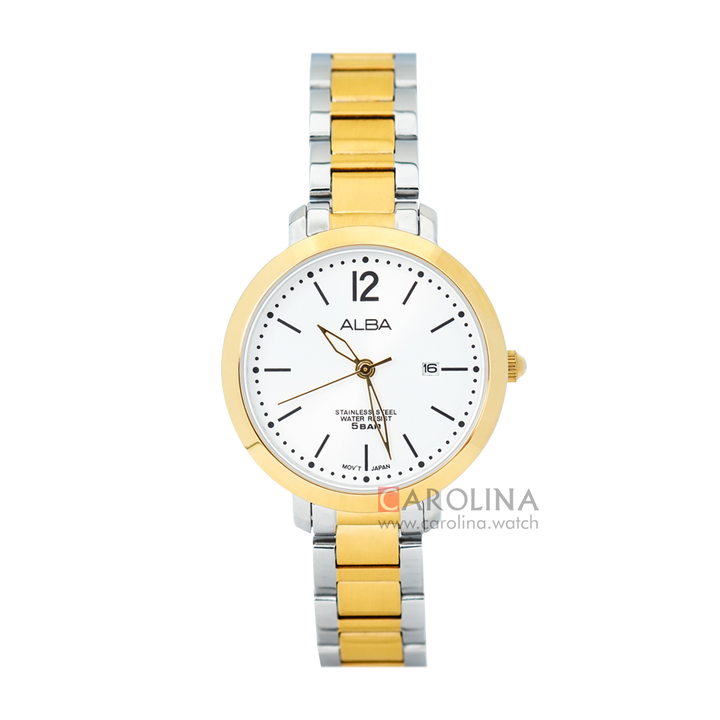 Jam Tangan ALBA Fashion AH7S94X1 Women Silver Dial Dual Tone Stainless Steel Strap