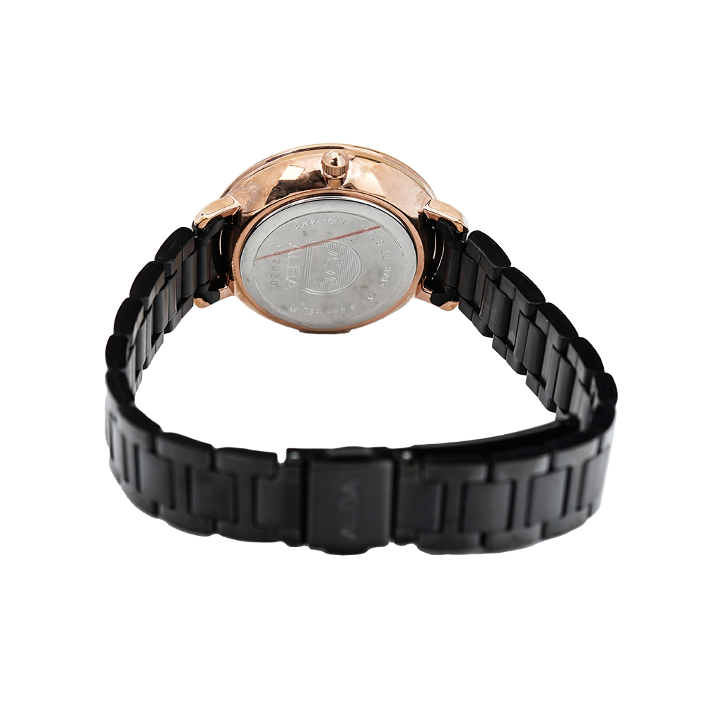 Jam Tangan ALBA Fashion AH7T06X1 Women Black Dial Black Stainless Steel Strap
