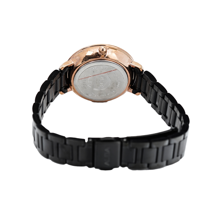 Jam Tangan ALBA Fashion AH7T06X1 Women Black Dial Black Stainless Steel Strap