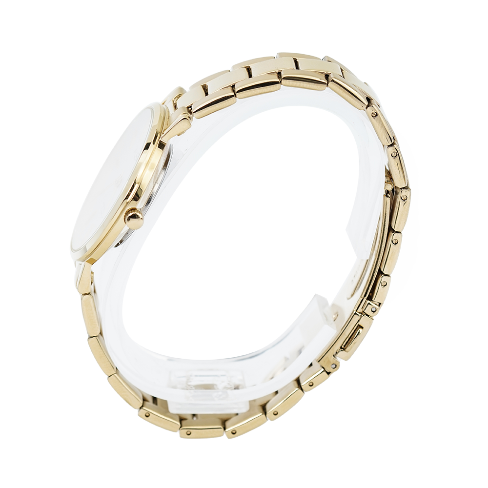 Jam Tangan ALBA Prestige AH7T60X1 Women White Pattern Dial Gold Stainless Steel Strap