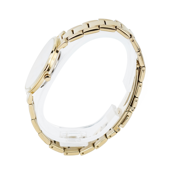 Jam Tangan ALBA Prestige AH7T60X1 Women White Pattern Dial Gold Stainless Steel Strap