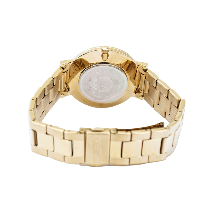 Jam Tangan ALBA Prestige AH7T60X1 Women White Pattern Dial Gold Stainless Steel Strap