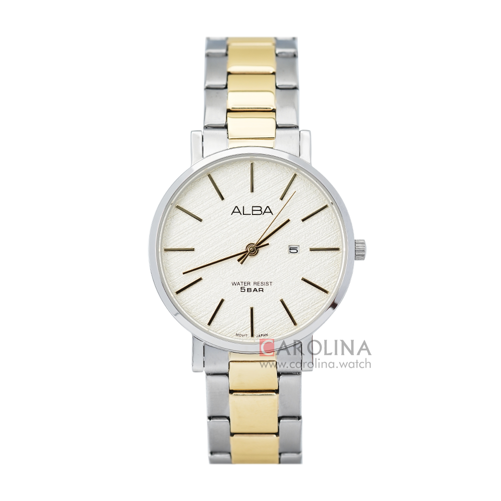 Jam Tangan ALBA Prestige AH7T63X1 Women Champagne Dial Two Tone Silver Gold Stainless Steel Strap