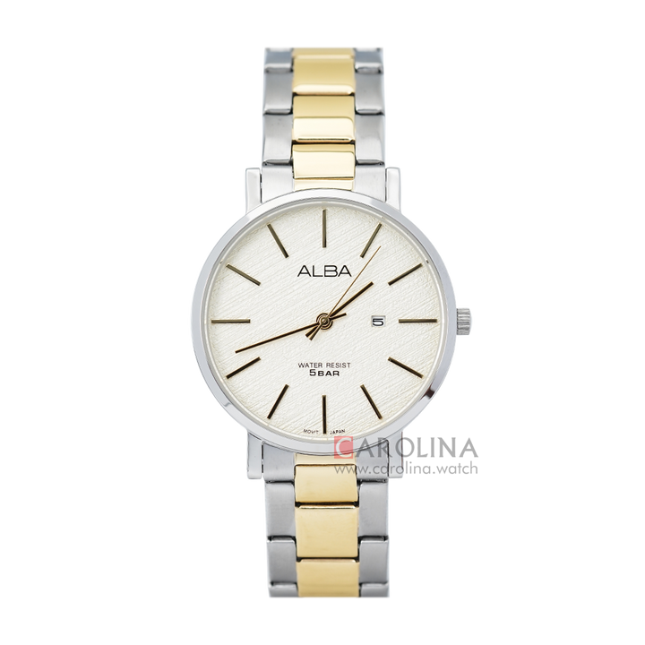 Jam Tangan ALBA Prestige AH7T63X1 Women Champagne Dial Two Tone Silver Gold Stainless Steel Strap