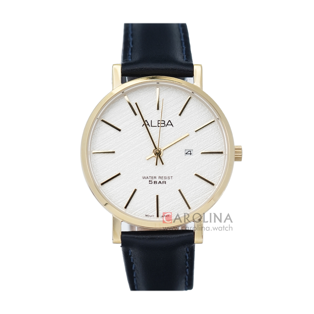 Jam Tangan ALBA Prestige AH7T70X1 Women White Dial Dark Blue Leather Strap