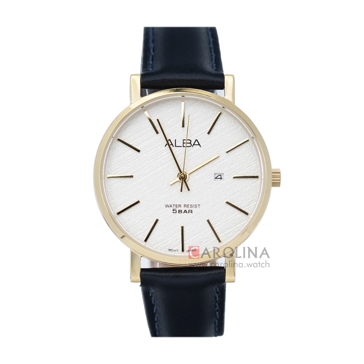 Jam Tangan ALBA Prestige AH7T70X1 Women White Dial Dark Blue Leather Strap