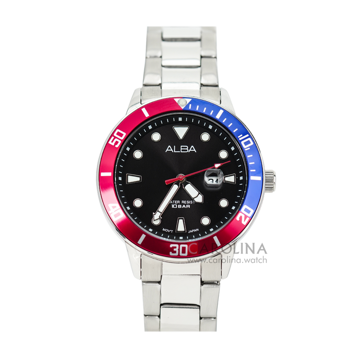 Jam Tangan ALBA AH7T77X1 Women Black Dial Stainless Steel Strap