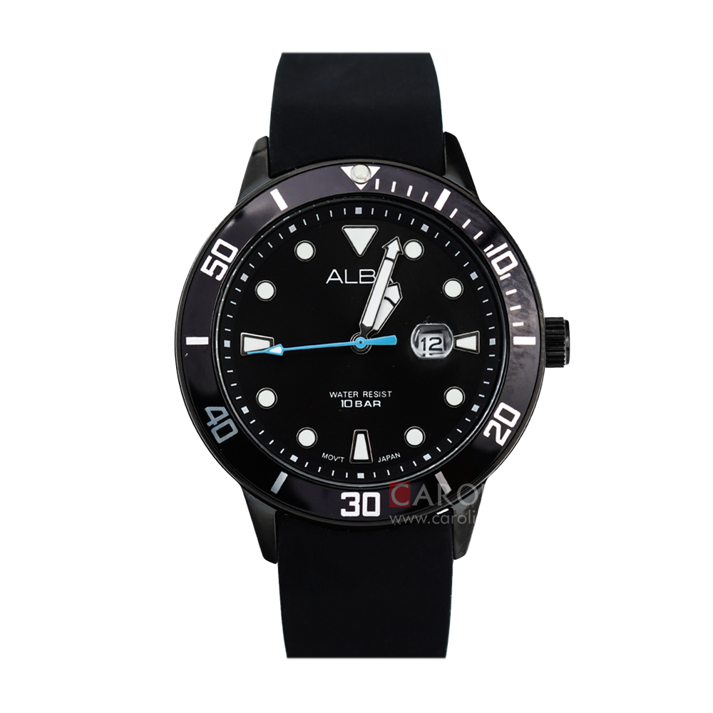 Jam Tangan ALBA Active AH7T81X1 Women Black Dial Black Rubber Strap