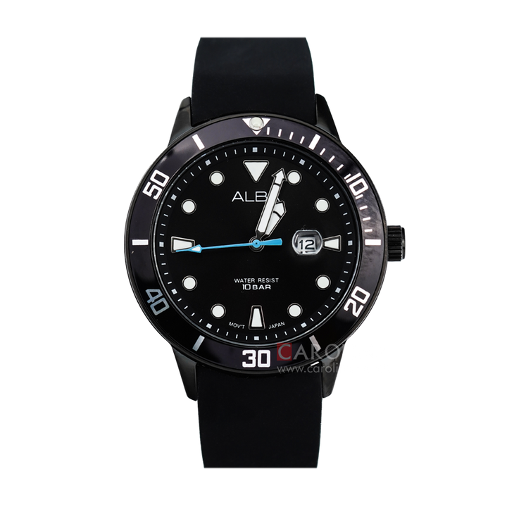 Jam Tangan ALBA Active AH7T81X1 Women Black Dial Black Rubber Strap