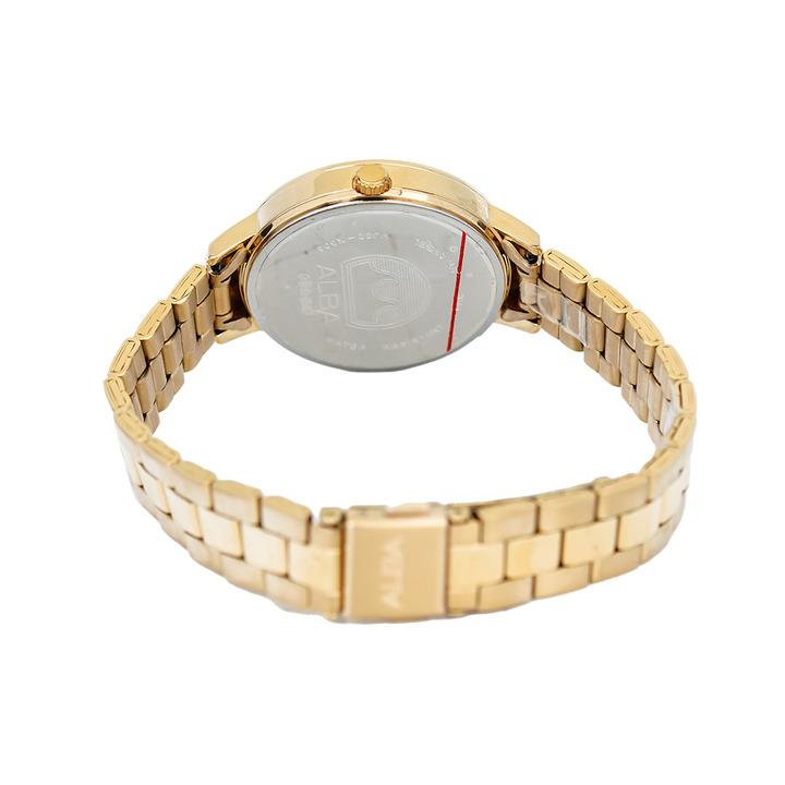 Jam Tangan ALBA Fashion AH7T90X1 Women Champagne Dial Gold Stainless Steel Strap