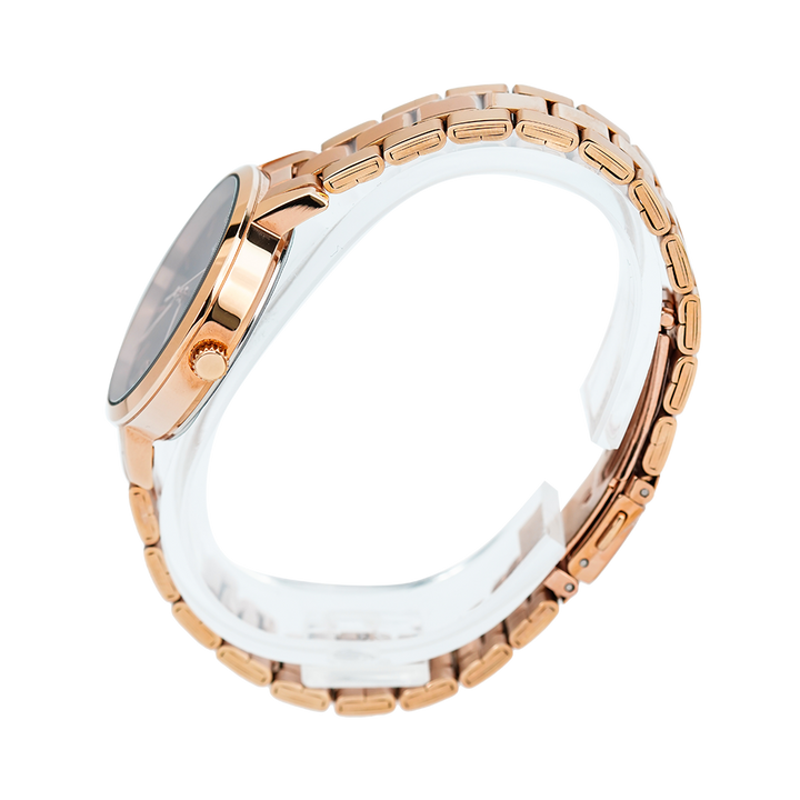 Jam Tangan ALBA Fashion AH7U02X1 Women Dark Brown Dial Rose Gold Stainless Steel Strap