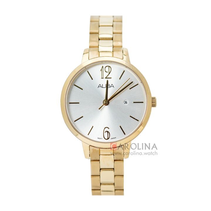 Jam Tangan ALBA Fashion AH7U06X1 Women Silver Dial Gold Stainless Steel Strap