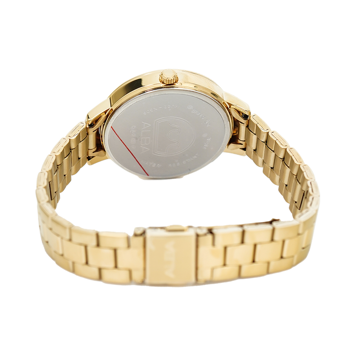 Jam Tangan ALBA Fashion AH7U06X1 Women Silver Dial Gold Stainless Steel Strap