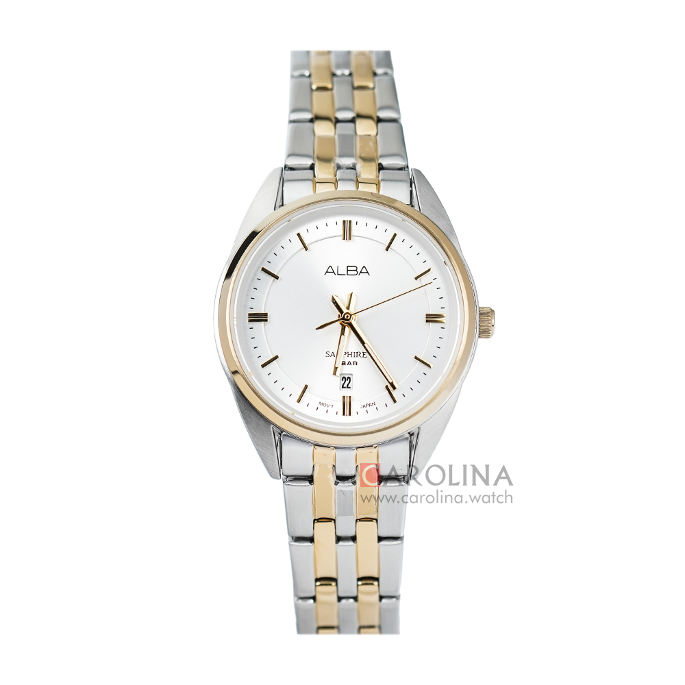 Jam Tangan ALBA Prestige AH7V48X1 Women Silver Dial Dual Tone Stainless Steel Strap