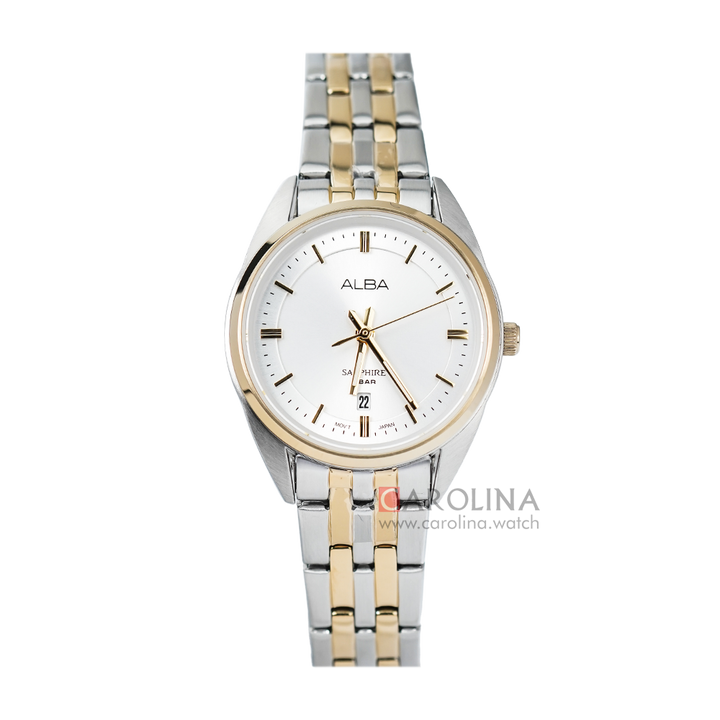 Jam Tangan ALBA Prestige AH7V48X1 Women Silver Dial Dual Tone Stainless Steel Strap