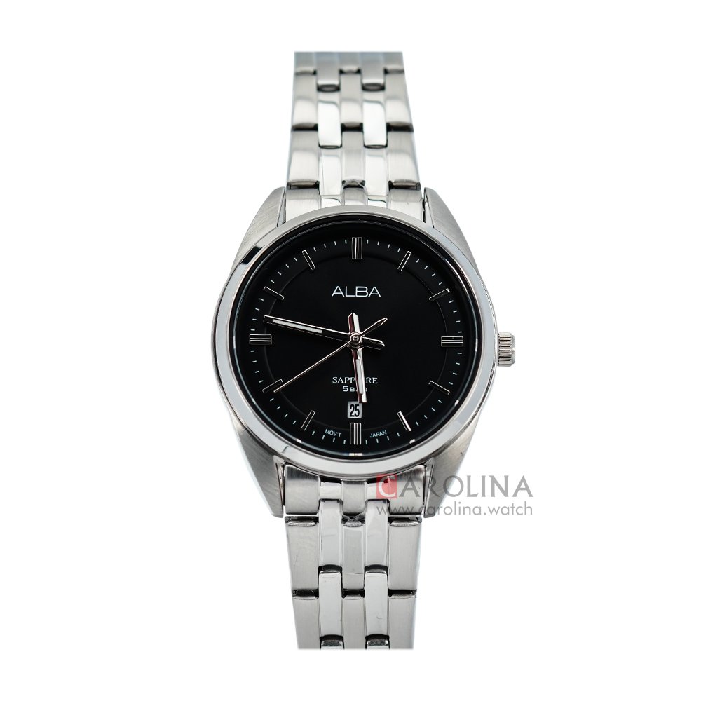 Jam Tangan ALBA Prestige AH7V51X1 Women Black Dial Stainless Steel Strap
