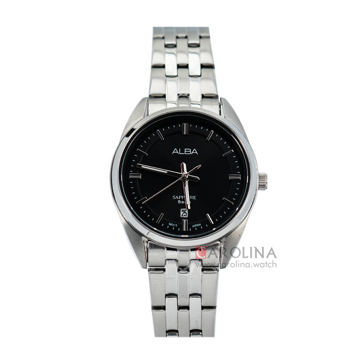 Jam Tangan ALBA Prestige AH7V51X1 Women Black Dial Stainless Steel Strap