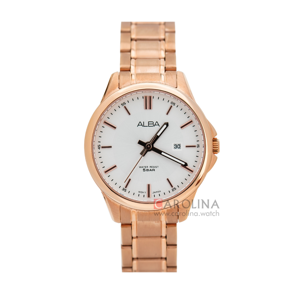 Jam Tangan ALBA Prestige AH7V80X1 Women Silver Dial Rose Gold Stainless Steel Strap