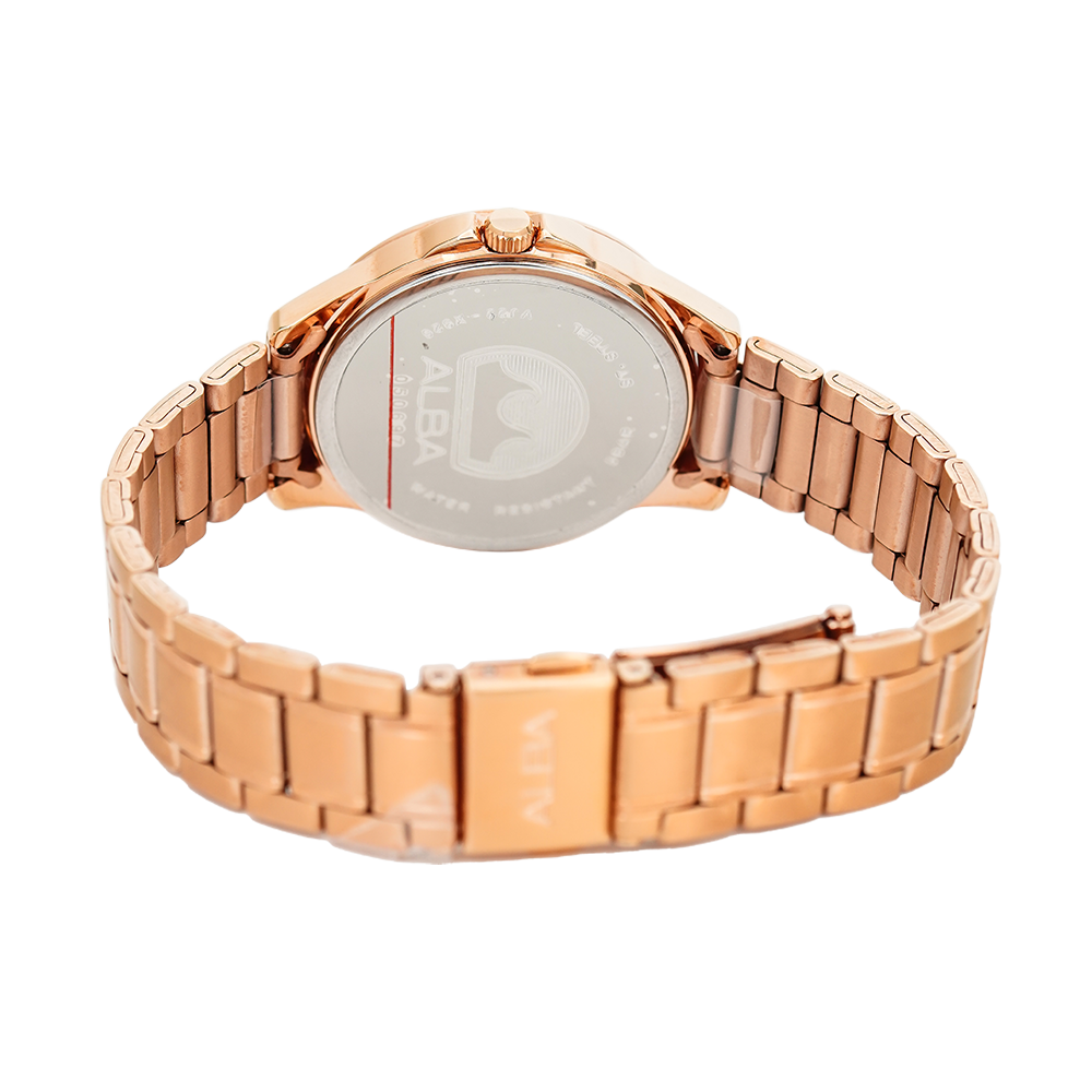 Jam Tangan ALBA Prestige AH7V80X1 Women Silver Dial Rose Gold Stainless Steel Strap