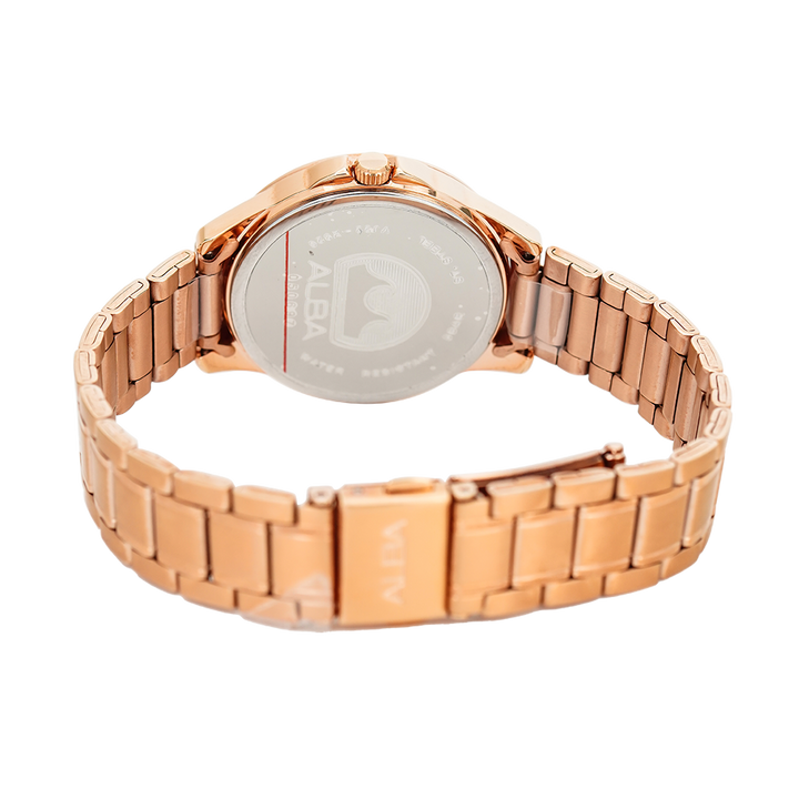 Jam Tangan ALBA Prestige AH7V80X1 Women Silver Dial Rose Gold Stainless Steel Strap