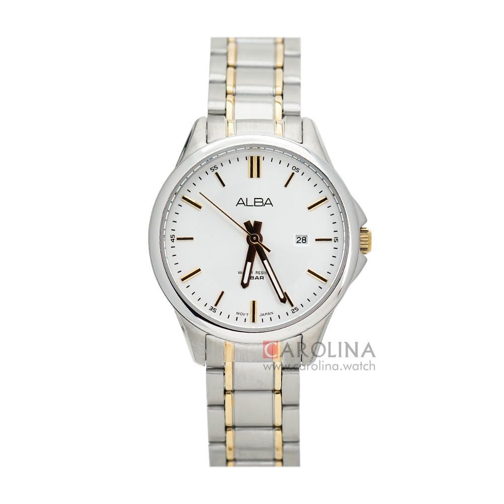 Jam Tangan ALBA Prestige AH7V85X1 Women Silver Dial Dual Tone Stainless Steel Strap