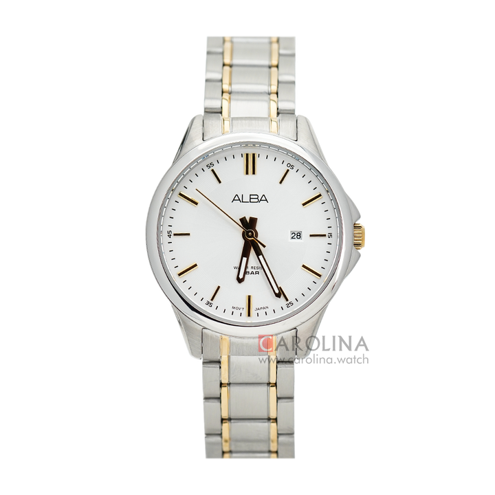 Jam Tangan ALBA Prestige AH7V85X1 Women Silver Dial Dual Tone Stainless Steel Strap