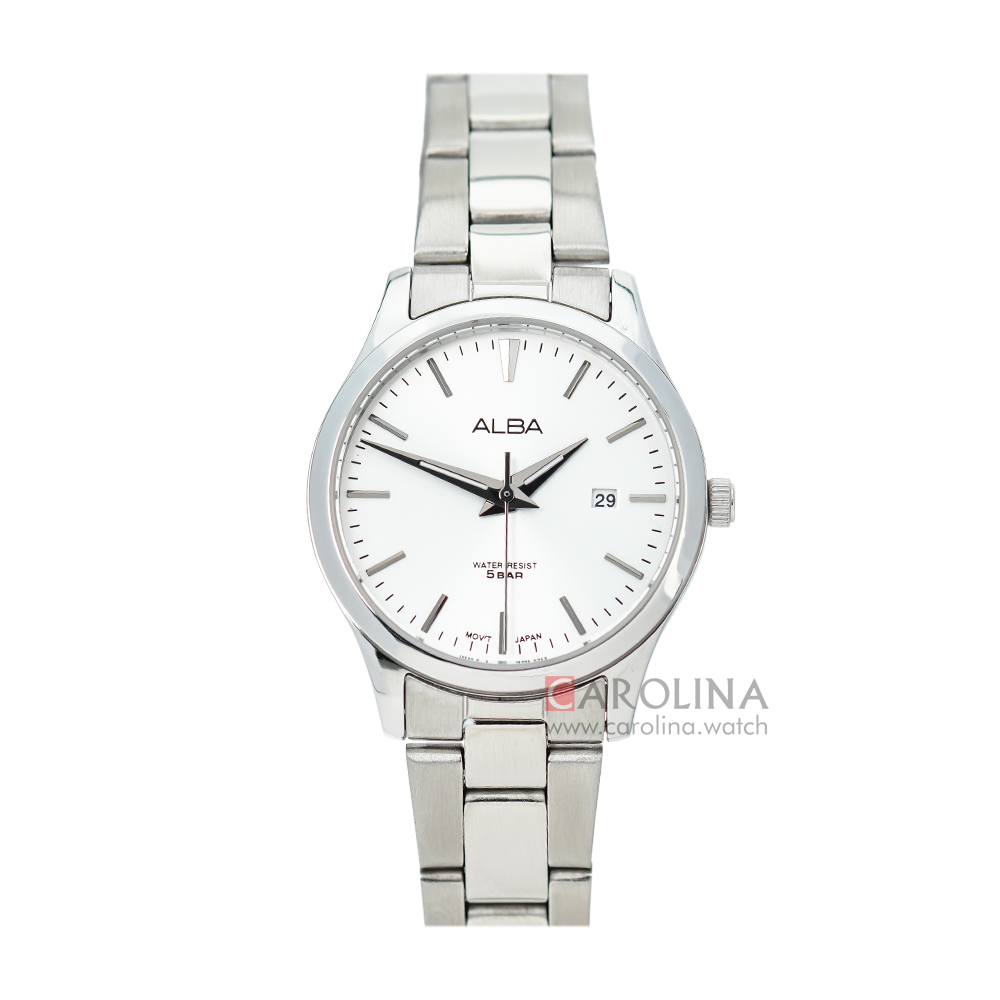 Jam Tangan ALBA Prestige AH7X99X1 Women Silver Pattern Dial Stainless Steel Strap