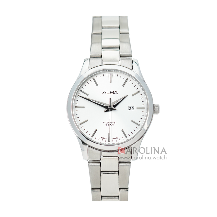 Jam Tangan ALBA Prestige AH7X99X1 Women Silver Pattern Dial Stainless Steel Strap