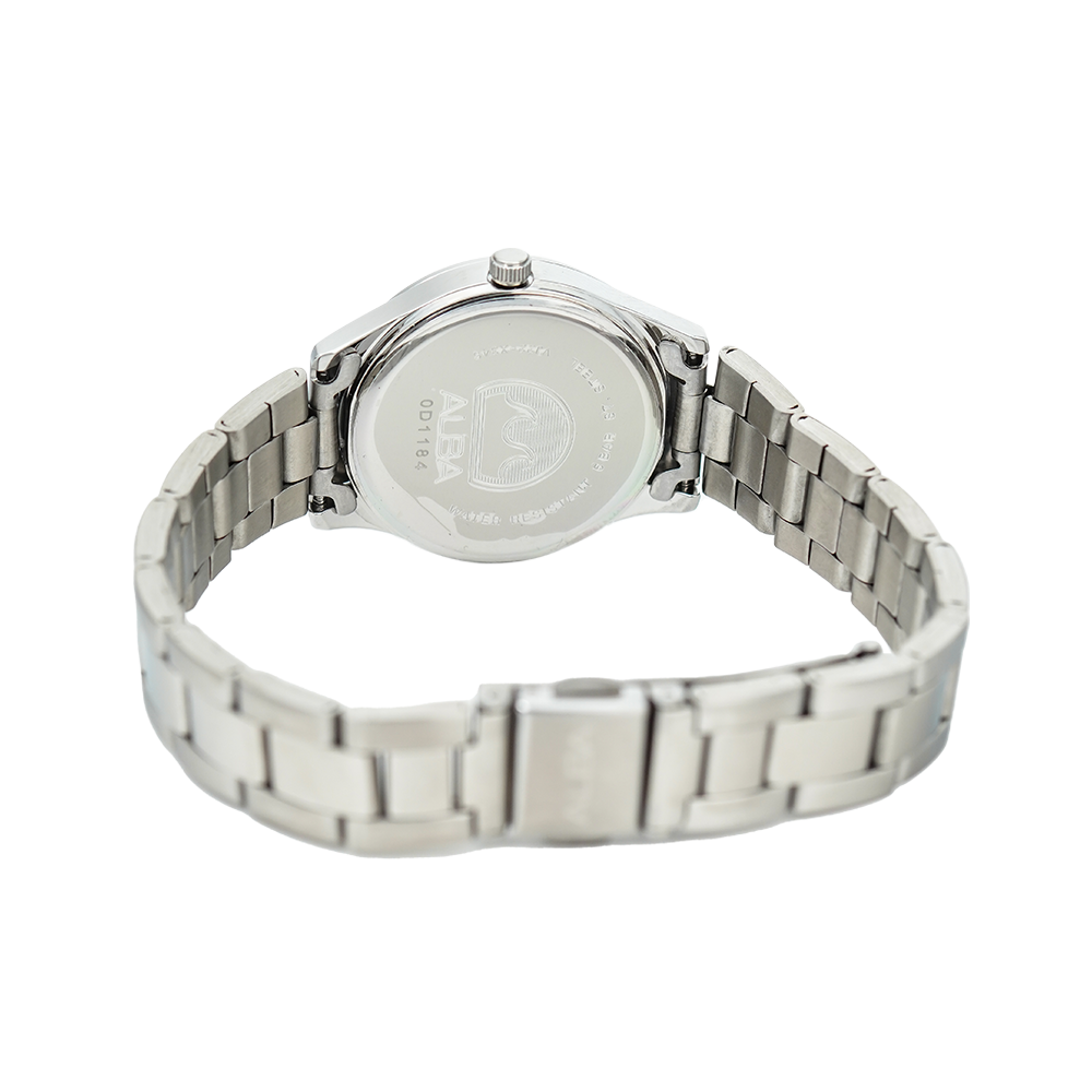Jam Tangan ALBA Prestige AH7Y03X1 Women Black Pattern Dial Stainless Steel Strap