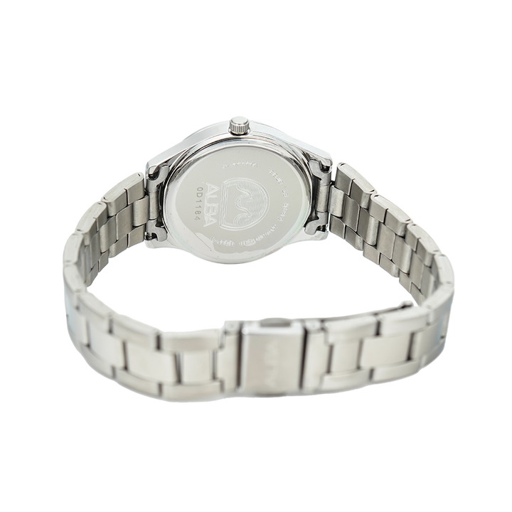 Jam Tangan ALBA Prestige AH7Y03X1 Women Black Pattern Dial Stainless Steel Strap