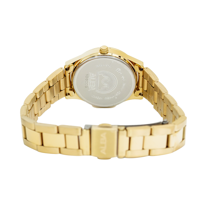 Jam Tangan ALBA Fashion AH7Y06X1 Women Black Dial Gold Stainless Steel Strap