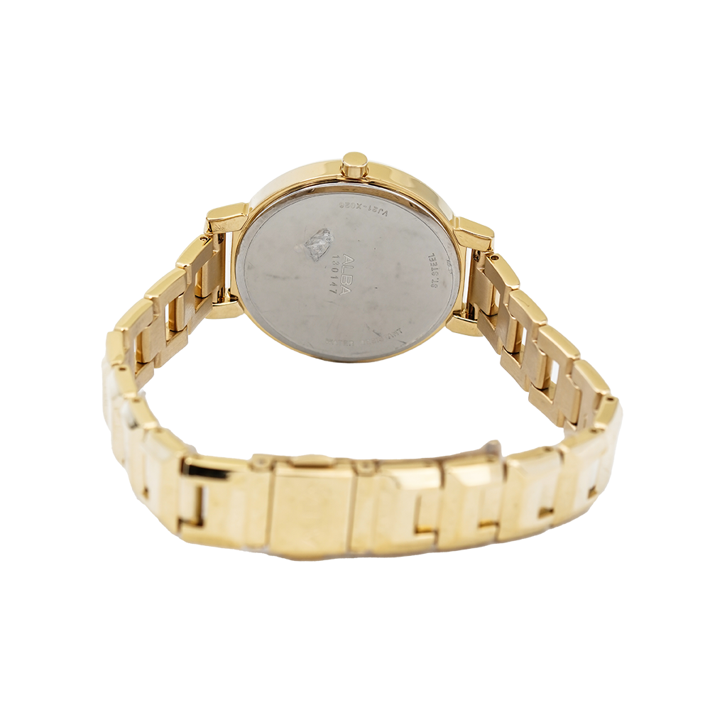 Jam Tangan ALBA Fashion AH8068X1 Women Ivory Dial Gold Stainless Steel Strap