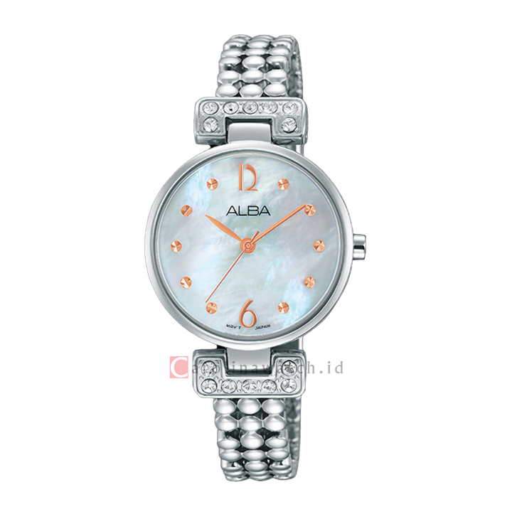 Jam Tangan ALBA Fashion AH8267X1 Women White MOP Dial Stainless Steel Strap