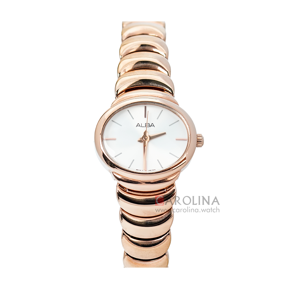 Jam Tangan ALBA AH8314X1 Women Silver Dial Gold Stainless Steel Strap