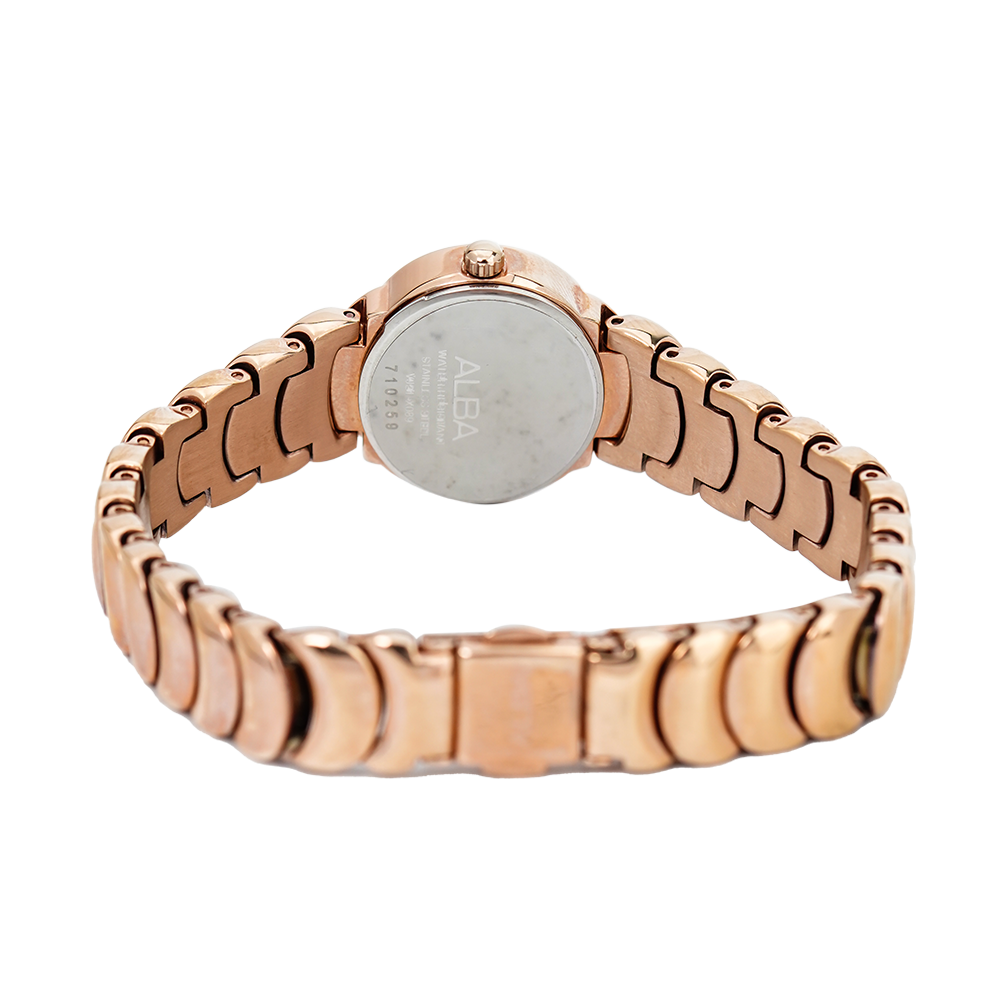 Jam Tangan ALBA AH8314X1 Women Silver Dial Gold Stainless Steel Strap