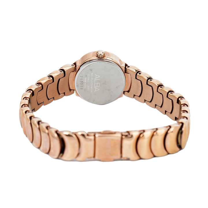 Jam Tangan ALBA AH8314X1 Women Silver Dial Gold Stainless Steel Strap