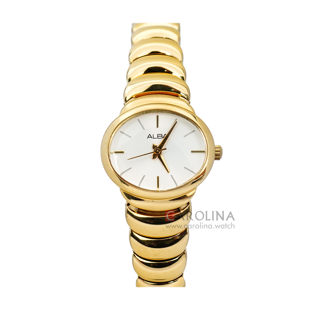 Jam Tangan ALBA AH8316X1 Women Silver Dial Gold Stainless Steel Strap